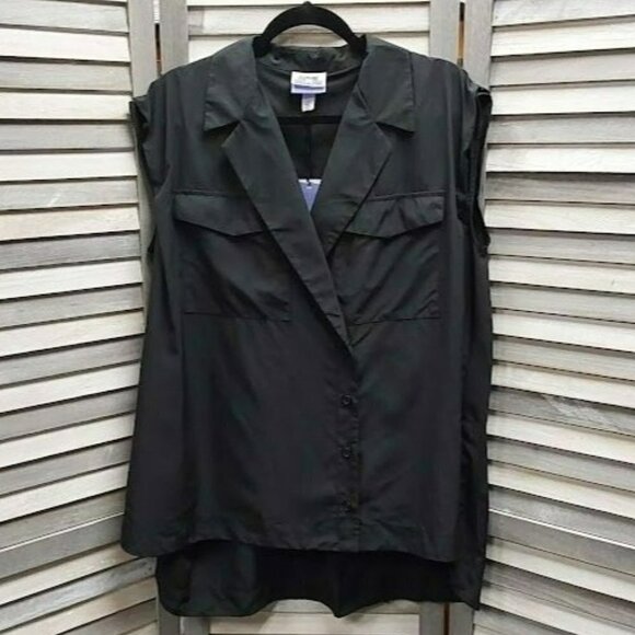 Sleeveless Nylon Button Down | Future Collective | 2X - Picture 1 of 8